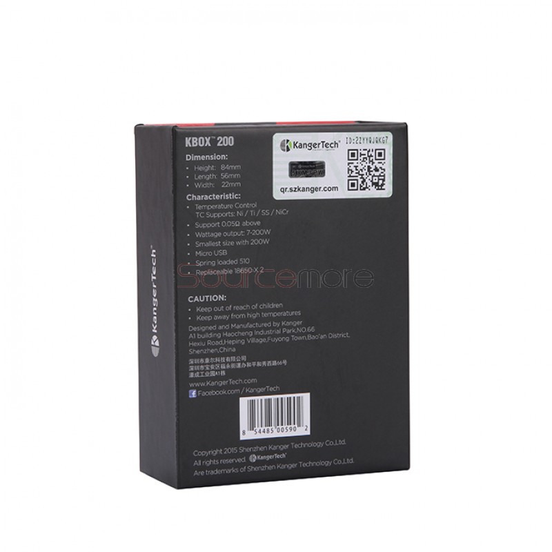 Kanger  KBOX 200W VW/TC Box Mod Powered by Dual 18650 Cells Spring-loaded 510 Connection-Black