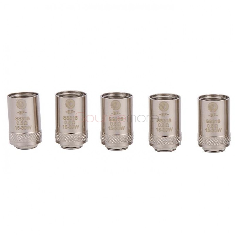 Joyetech Bottom Feeding Replacement Coil Head BF SS316 Lung Inhale Coil for CUBIS Atomizer 5pcs -0.5ohm