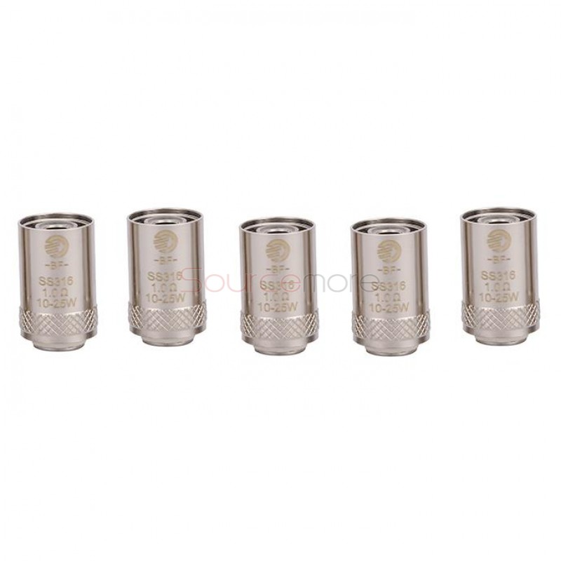 Joyetech Bottom Feeding Replacement Coil Head BF SS316 Mouth Inhale Coil for CUBIS Atomizer 5pcs-1.0ohm