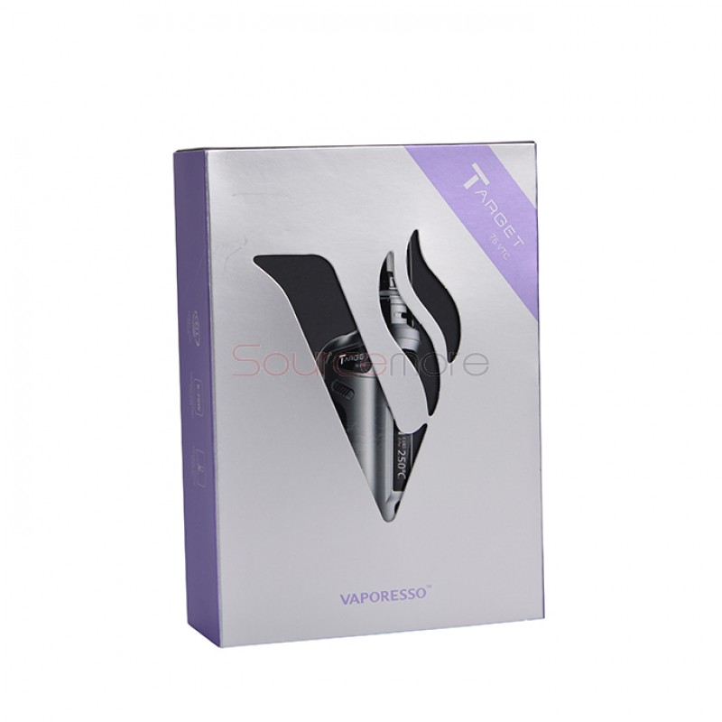 Vaporesso TARGET VTC V2 75W Starter Kit Target 75W VT/VW Single 18650 Box Mod No Spitting Target Tank with cCELL Coil-Purple