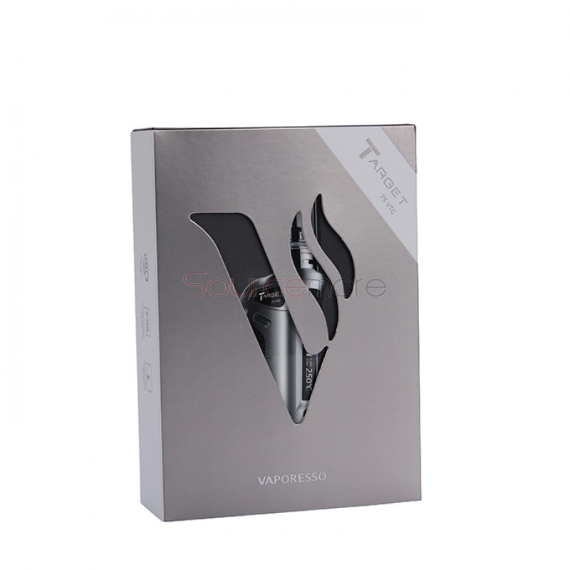 Vaporesso TARGET VTC V2 75W Starter Kit Target 75W VT/VW Single 18650 Box Mod No Spitting Target Tank with cCELL Coil-White