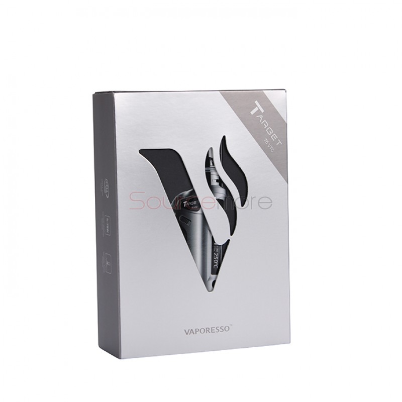 Vaporesso TARGET VTC V2 75W Starter Kit Target 75W VT/VW Single 18650 Box Mod No Spitting Target Tank with cCELL Coil-Stainless Steel