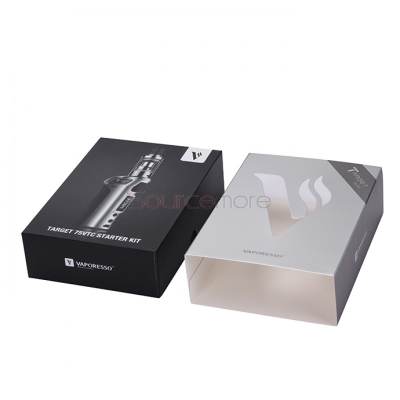 Vaporesso TARGET VTC V2 75W Starter Kit Target 75W VT/VW Single 18650 Box Mod No Spitting Target Tank with cCELL Coil-Stainless Steel