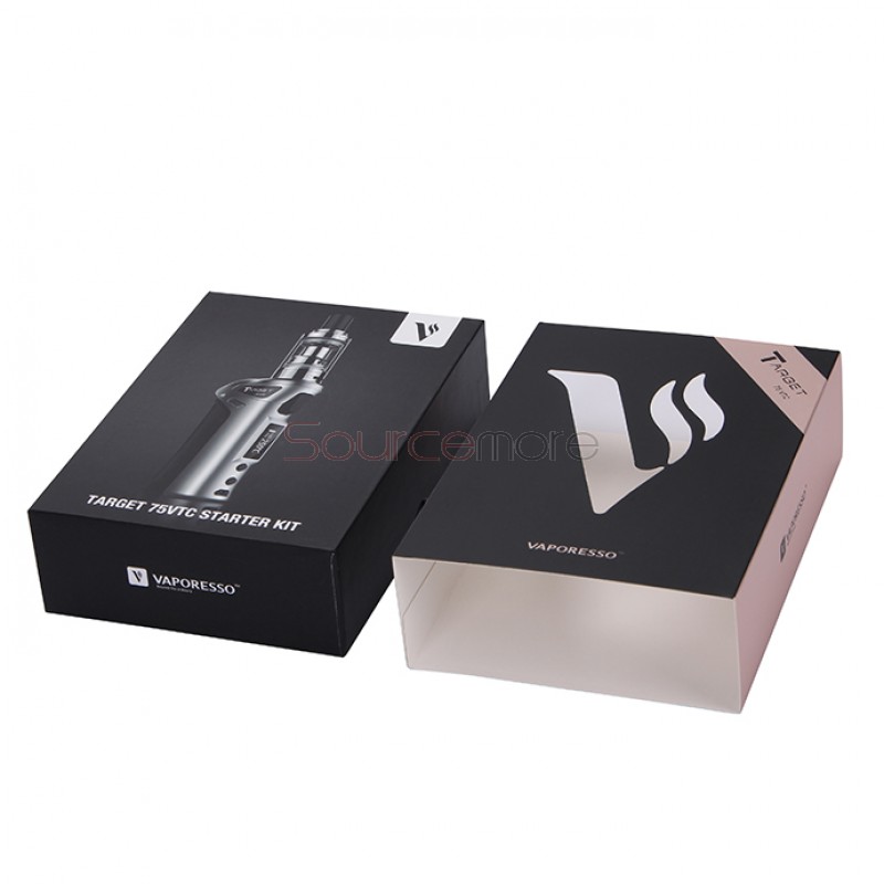 Vaporesso TARGET VTC V2 75W Starter Kit Target 75W VT/VW Single 18650 Box Mod No Spitting Target Tank with cCELL Coil-Golden