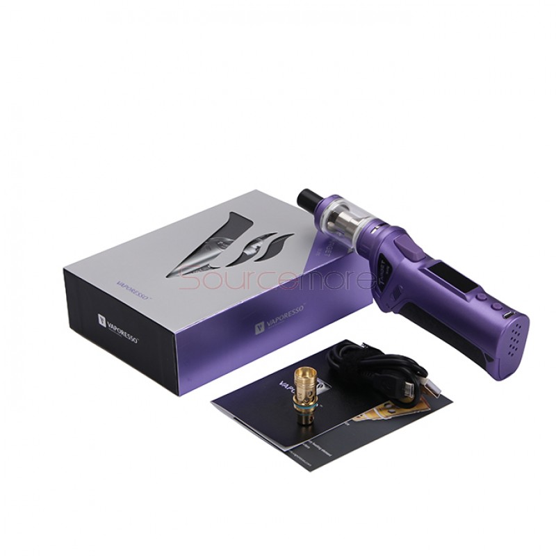 Vaporesso TARGET VTC V2 75W Starter Kit Target 75W VT/VW Single 18650 Box Mod No Spitting Target Tank with cCELL Coil-Purple