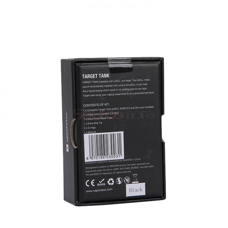 Vaporesso TARGET Tank 3.5ml Liquid Capacity with Ceramic cCELL Coil 510 Thread-Black