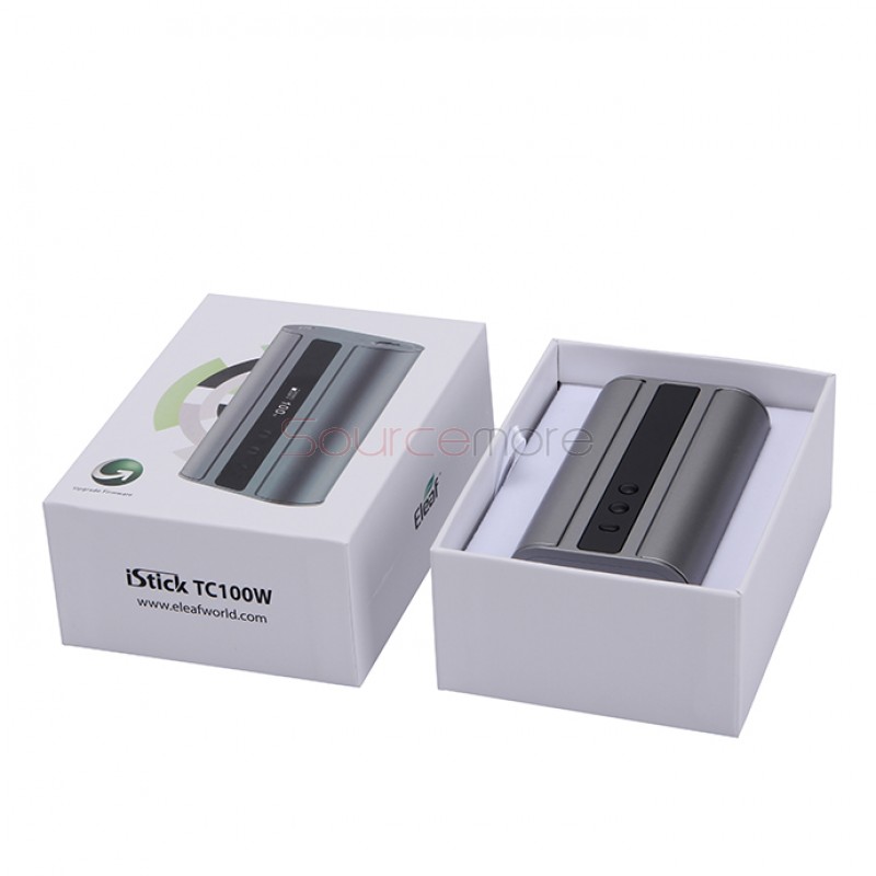 Eleaf iStick TC 100W Box Mod Powered by Dual 18650 Cells Upgradeable Firmware Switchable TC(Ni/Ti/SS/TCR)/VW/Bypass Modes-Grey