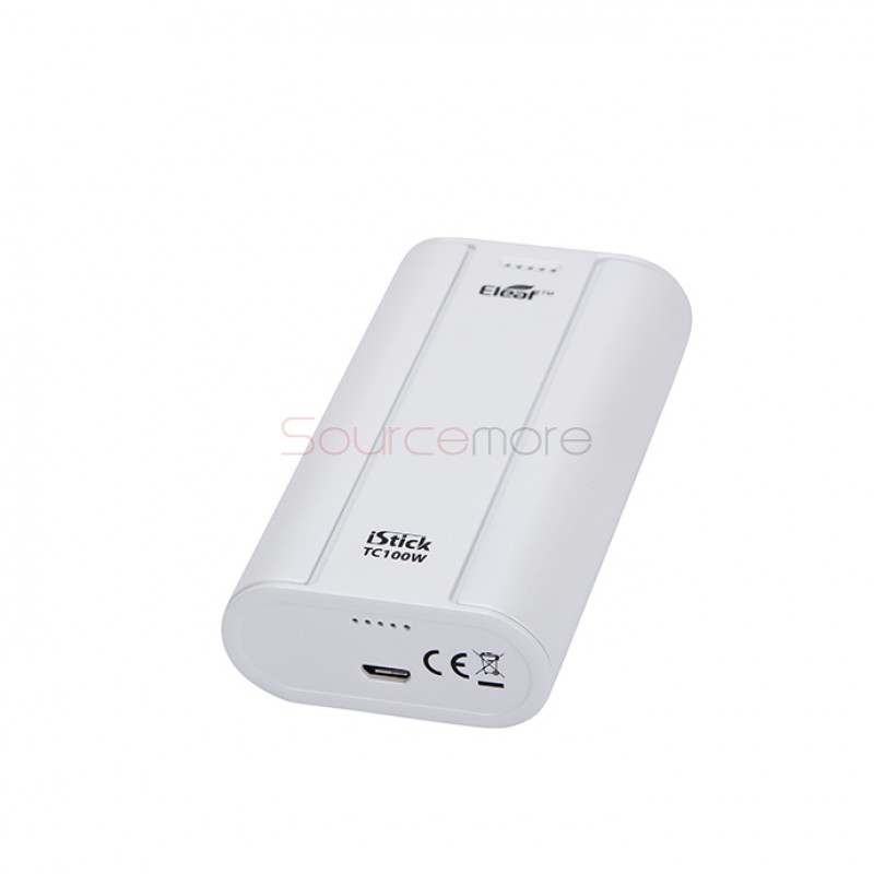 Eleaf iStick TC 100W Box Mod Powered by Dual 18650 Cells Upgradeable Firmware Switchable TC(Ni/Ti/SS/TCR)/VW/Bypass Modes-White