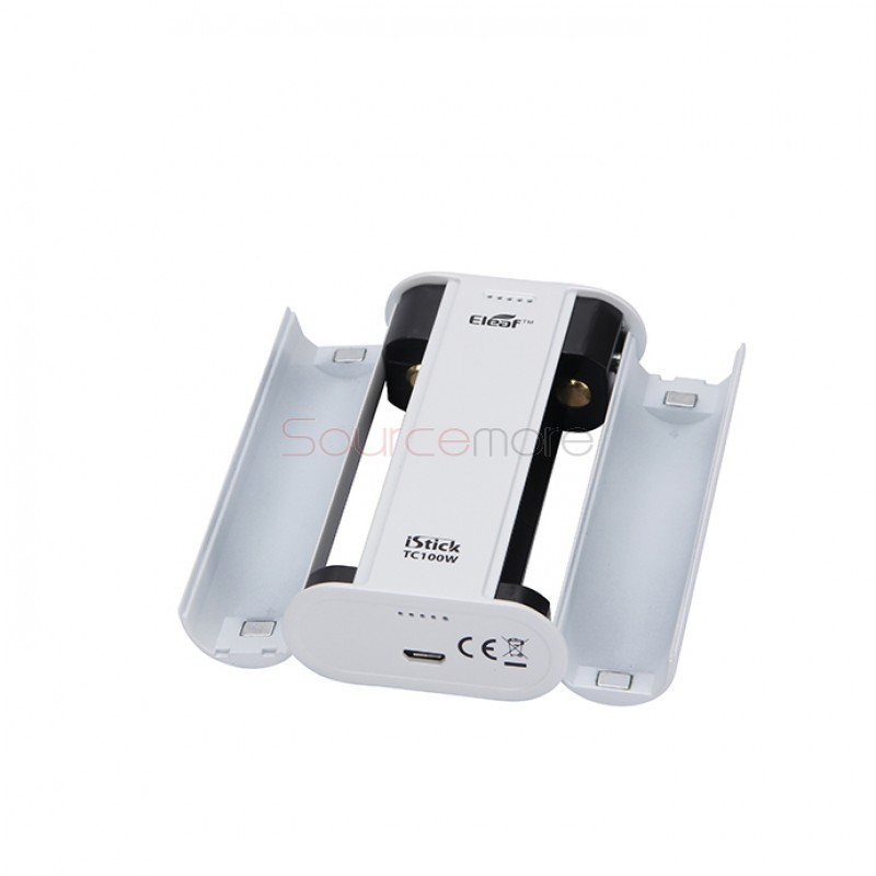 Eleaf iStick TC 100W Box Mod Powered by Dual 18650 Cells Upgradeable Firmware Switchable TC(Ni/Ti/SS/TCR)/VW/Bypass Modes-White