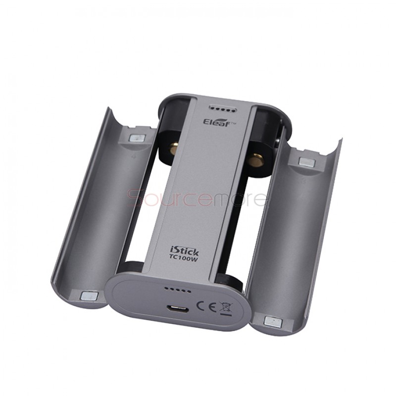 Eleaf iStick TC 100W Box Mod Powered by Dual 18650 Cells Upgradeable Firmware Switchable TC(Ni/Ti/SS/TCR)/VW/Bypass Modes-Grey