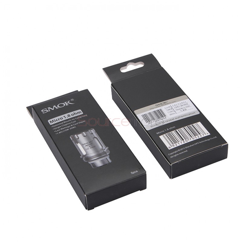 SMOK vaping Edition Replacement Coil Micro MTL Core for TFV4 Series Tanks Patented Mouth-to-Lung Core Single Clapton Coil 5pcs-1.8ohm