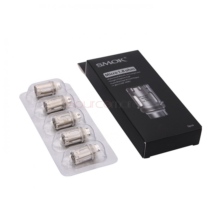 SMOK vaping Edition Replacement Coil Micro MTL Core for TFV4 Series Tanks Patented Mouth-to-Lung Core Single Clapton Coil 5pcs-1.8ohm
