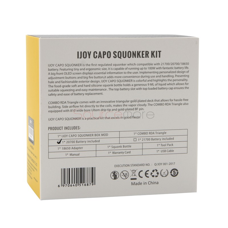 IJOY CAPO Squonker Kit with COMBO RDA Triangle Atomizer - Yellow