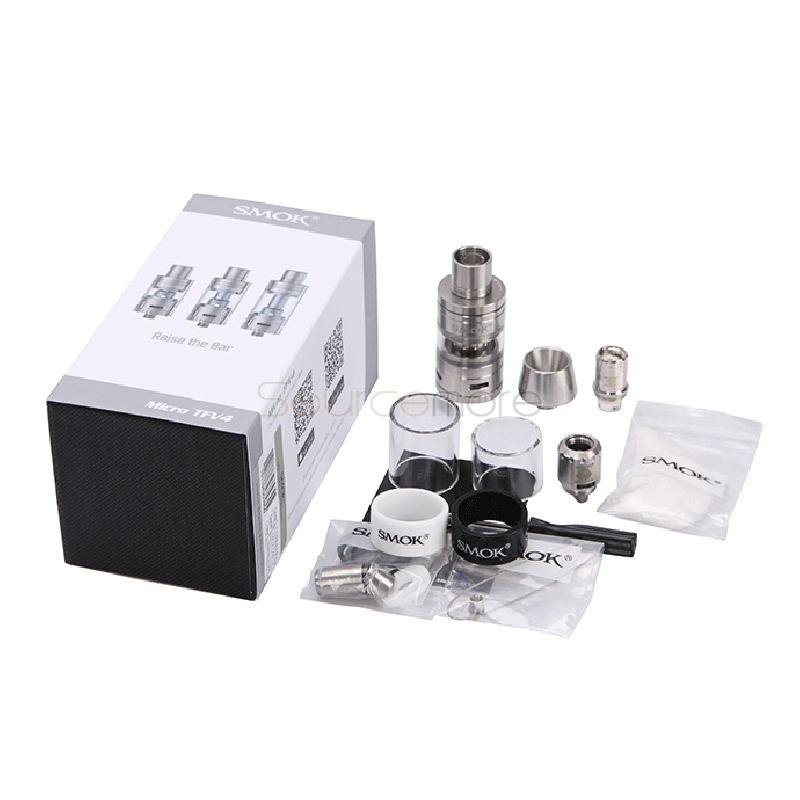 Smok Micro TFV4 Tank 22mm Diameter 2.5ml/3.5ml Liquid Capacity Shiftable with Extension Adapter Adjsuatble Airflow Control Atomizer-Silver