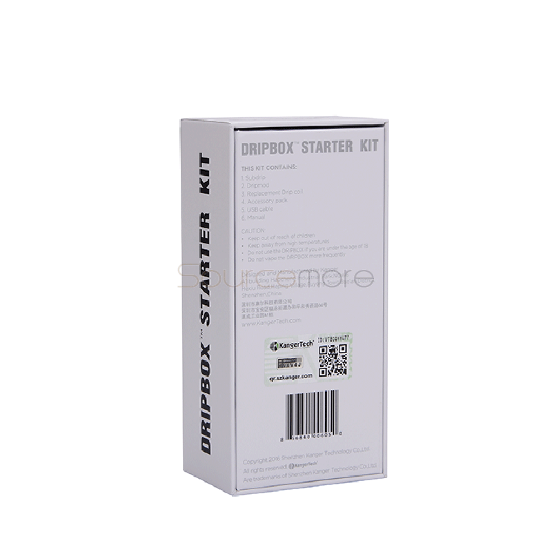 Kanger Dripbox Starter Kit 7.0ml Subdrip 60w Dripmod Powered by 18650 Cell Replaceable Dripping Coil -White