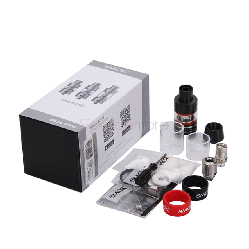 Smok Micro TFV4 Tank 22mm Diameter 2.5ml/3.5ml Liquid Capacity Shiftable with Extension Adapter Adjsuatble Airflow Control Atomizer-Black