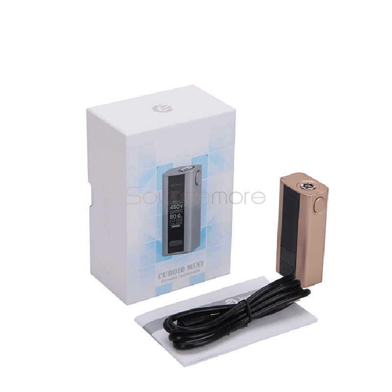 Joyetech Cuboid Mini 80W TC OLED Screen Box Mod with VW/VT/Bypass/TCR Mode and Upgradable Firmware Function-Gold