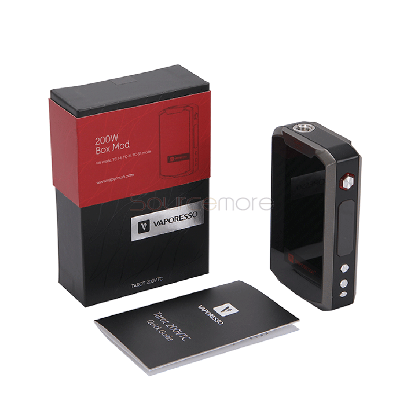 Vaporesso Tarot 200VTC Mod Powered by Dual 18650 Cells OLED Screen 200W Powerful Box Mod Supporting TC VW Modes-Black