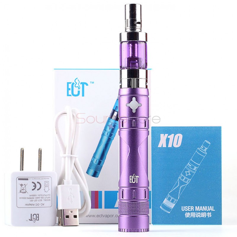ECT X10 Starter Kit 1600mah X10 40W Battery 2.5ml Fog Mini Atomizer-Purple