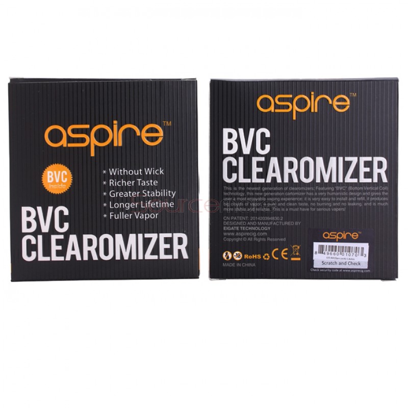 Aspire ET  BVC Clearomizer 5pcs - Black