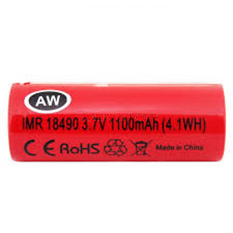 2pcs 18A AW 18490 IMR 1100mAh Li-ion  Flat Top 3.7V Rechargeable Batteries