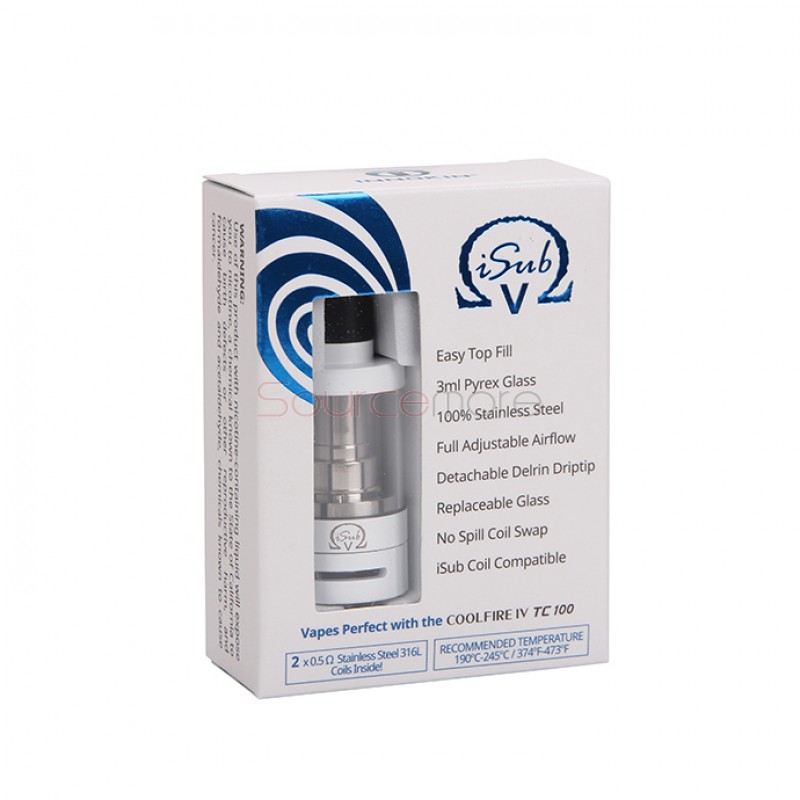 Innokin iSub V Top-Fliing Design 3.0ml Liquid Capacity Tank with No Spill Coil Swap System-White