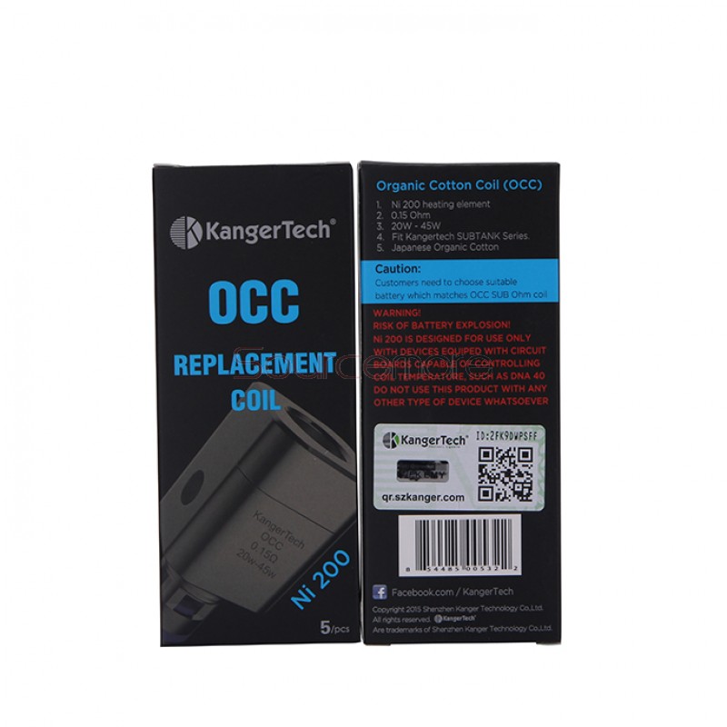 Kangertech OCC Replacement Organic Cotton TC Coil Temperature Sensing Head for Subtank 5pcs - 0.15ohm