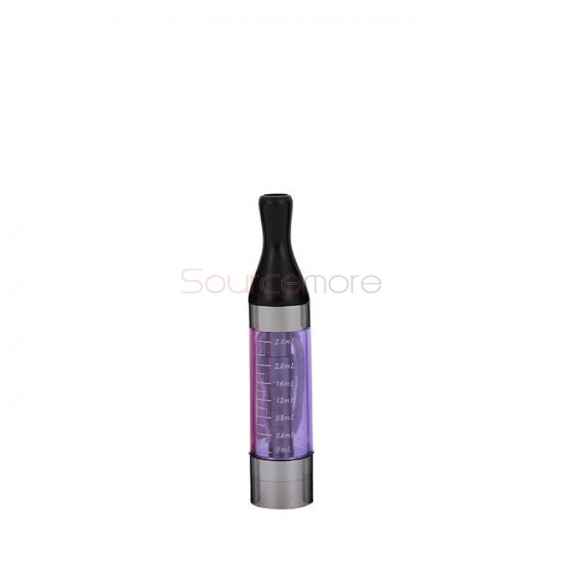 5pcs Kanger T2 Clearomizer 2.4ml eGo Thread Replaceable Coil Head-Purple
