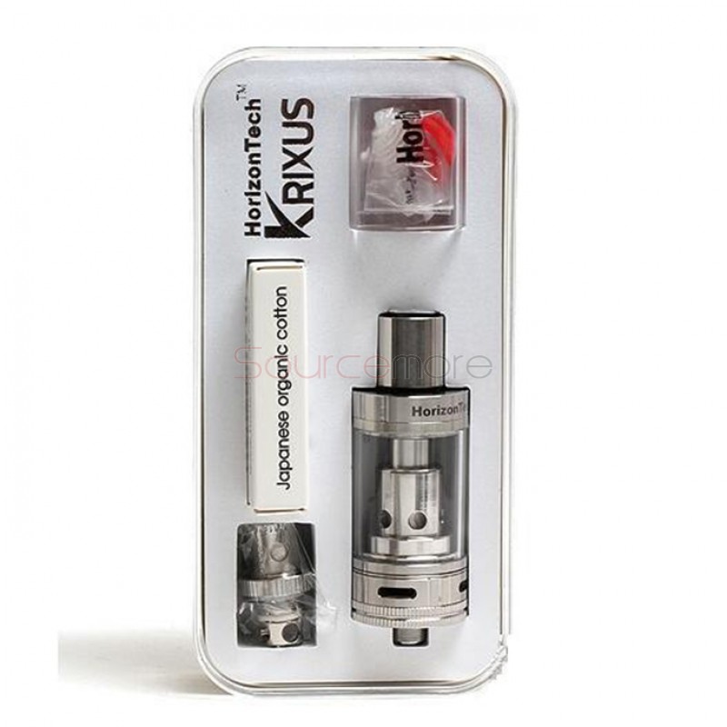 Horizon Krixus Tank 4ml Adjustable Airflow Control Top Filling Tank Rewickable Ceramic Coil (RCC) Tungsten Wire - Silver