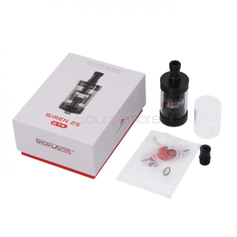 Digiflavor Siren GTA 5ml Liquild Capacity Mouth to Lung Genisis Tank Atomizer 25mm Diameter Version- Black