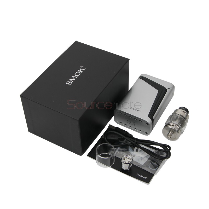 Smok V-FIN Kit with 160W V-FIN Box Mod and 6.0ml TFV12 Big Baby-Silver Black