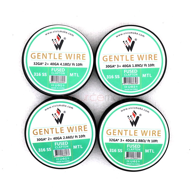 Vivismoke Gentla MTL Wire 316 SS 32GA* 3+ 40GA 2.88Ω/ft 10ft