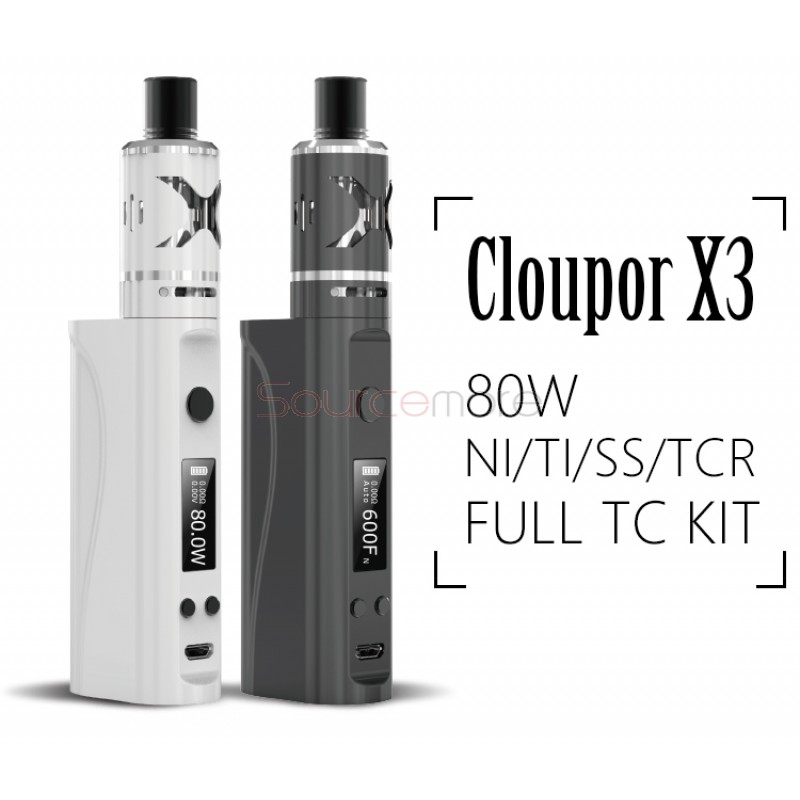 Cloupor X3 80W Temperature Control Ni/Ti/SS/TCR Starter Kit-white