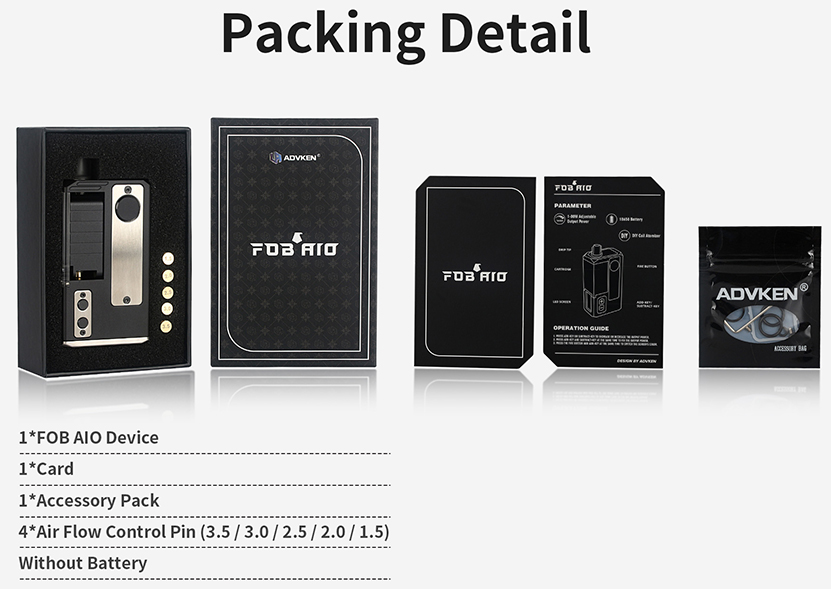 Advken FOB AIO Mod Kit Packing List