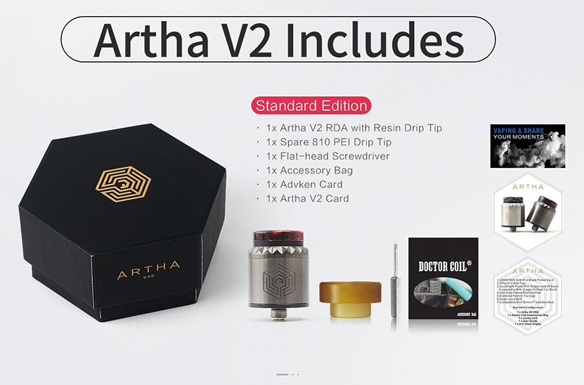 Artha V2 RDA Atomizer Package
