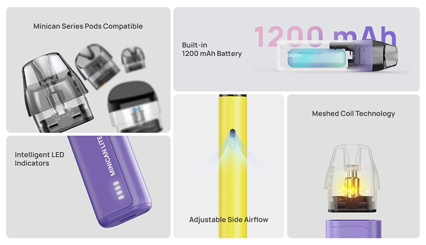 Aspire Minican Lite Kit Features