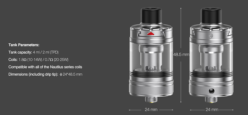 Aspire Nautilus 3 Tank specification