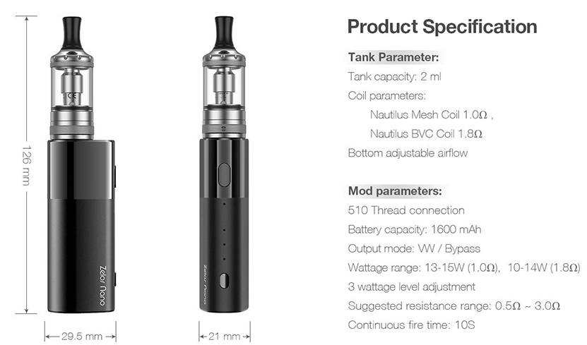 Aspire Zelos Nano Kit con Nautilus Nano Sigaretta Elettronica - Kit Aspire  - Svapo Store