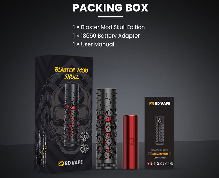 BD Vape Blaster Mod Skull Edition Packing List