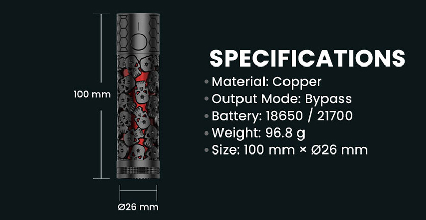 BD Vape Blaster Mod Skull Edition Speficication