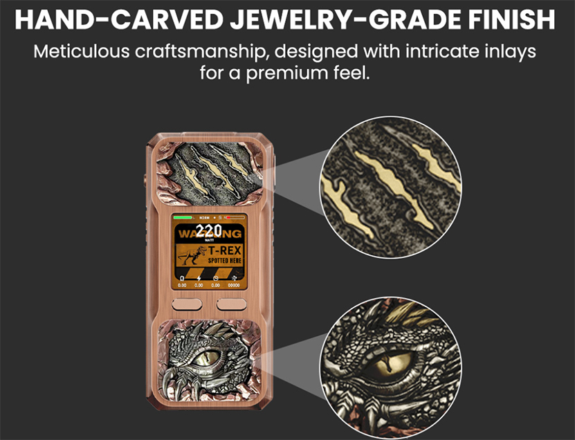BD Vape Mod Rayden 220 Hand Craved Jewelry Grade Finish