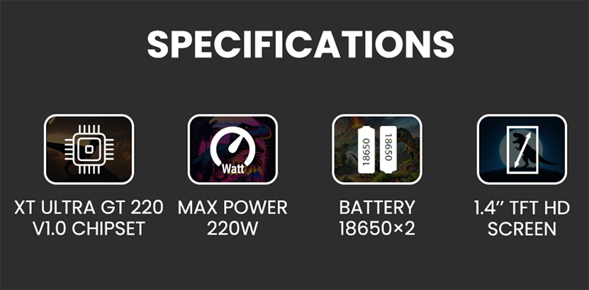 BD Vape Mod Rayden 220 Specification