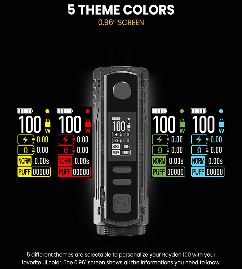 BD Vape Rayden 100 Mod Forged Carbon Fiber Screen Display