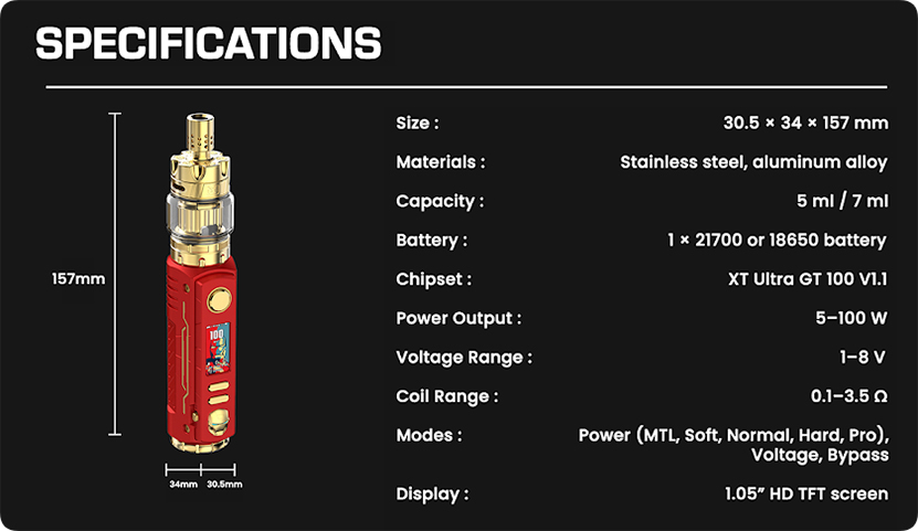 BD Vape Rayden 100 V3 IM Kit Limited Edition Specification