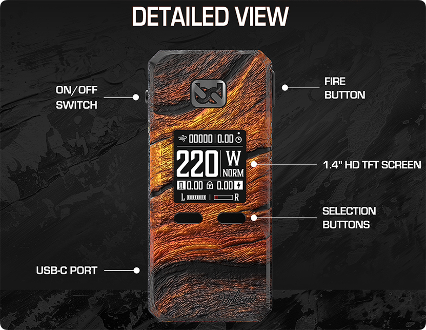 BD Vape Rayden 220 Mod Volcano Edition Parts