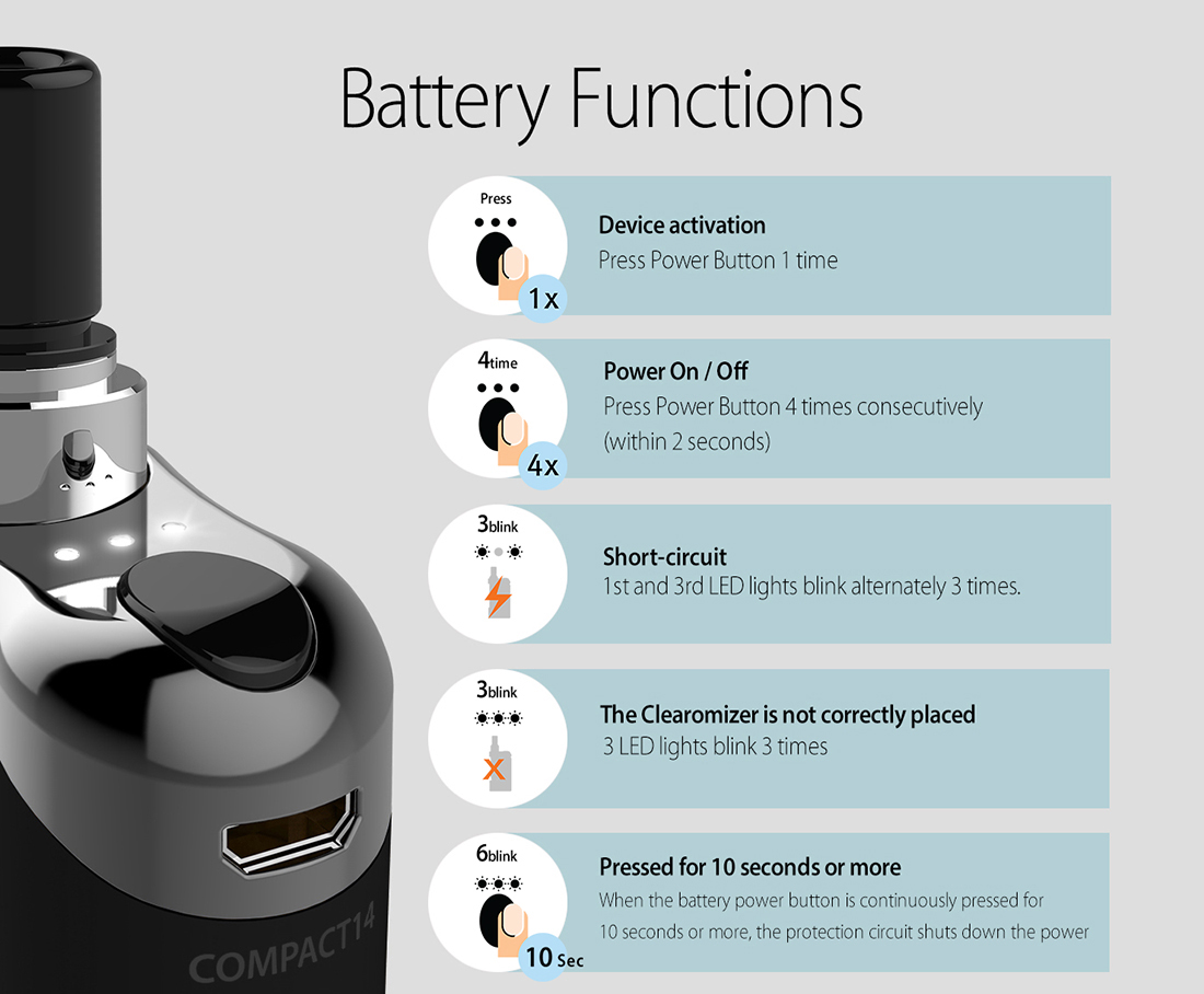 Compact 14 Vape Battery