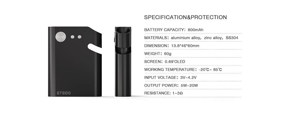 Dazzvape GT800 Battery Specification