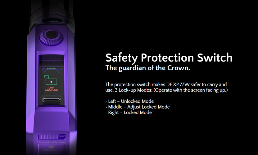 Digiflavor XP 77W Kit Safety Protcetion Switch