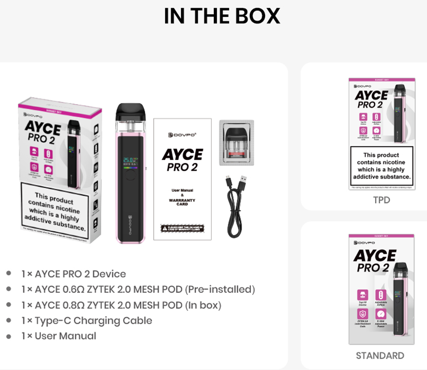 DOVPO Ayce Pro 2 Kit Packing List