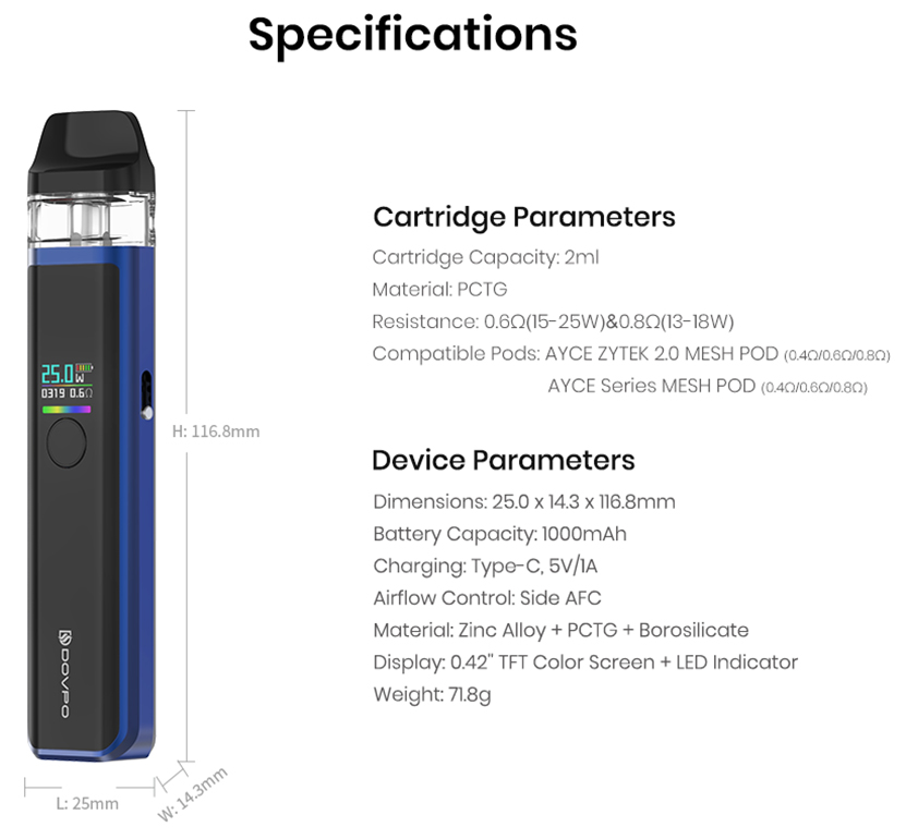 DOVPO Ayce Pro 2 Kit Specifications